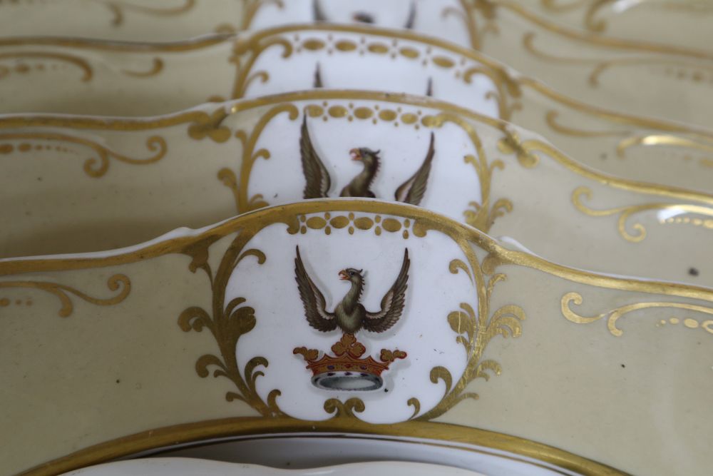 A graduated set of six Ridgway armorial porcelain meat plates